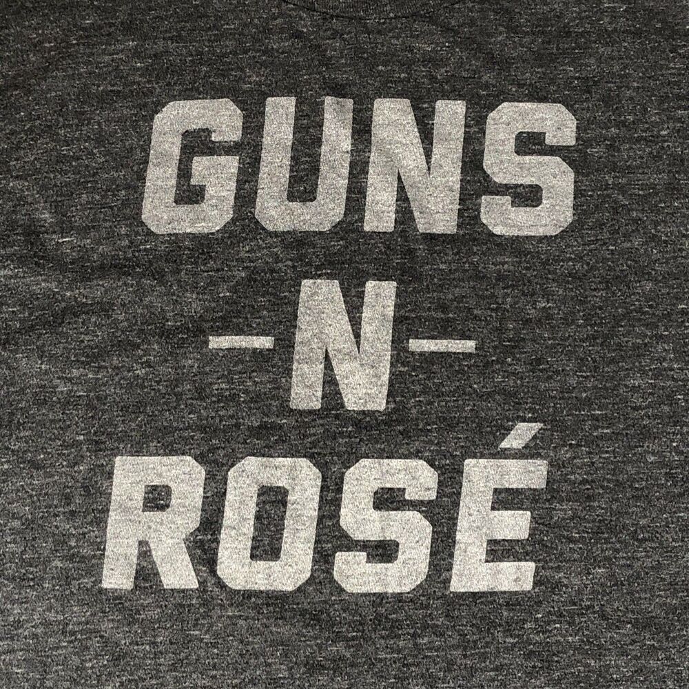 Buy Me Brunch "GUNS -N- ROSÉ" Graphic T-Shirt Charcoal Gray Mens Tri-Blend XL